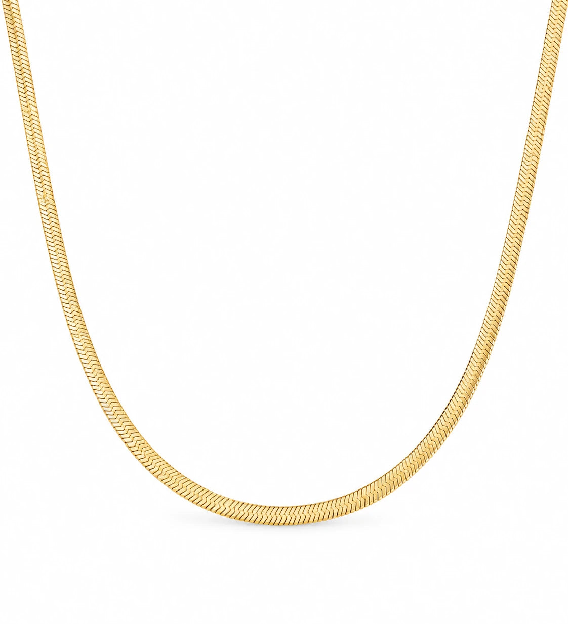 FLEURENZ DEANNE gold herringbone necklace on a white background