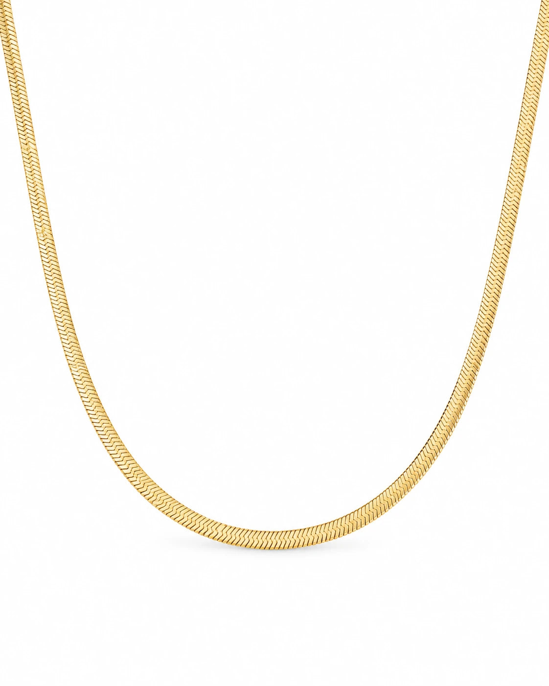 FLEURENZ DEANNE gold herringbone necklace on a white background