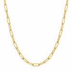 FLEURENZ FLEUR gold paperclip chain necklace on a white background