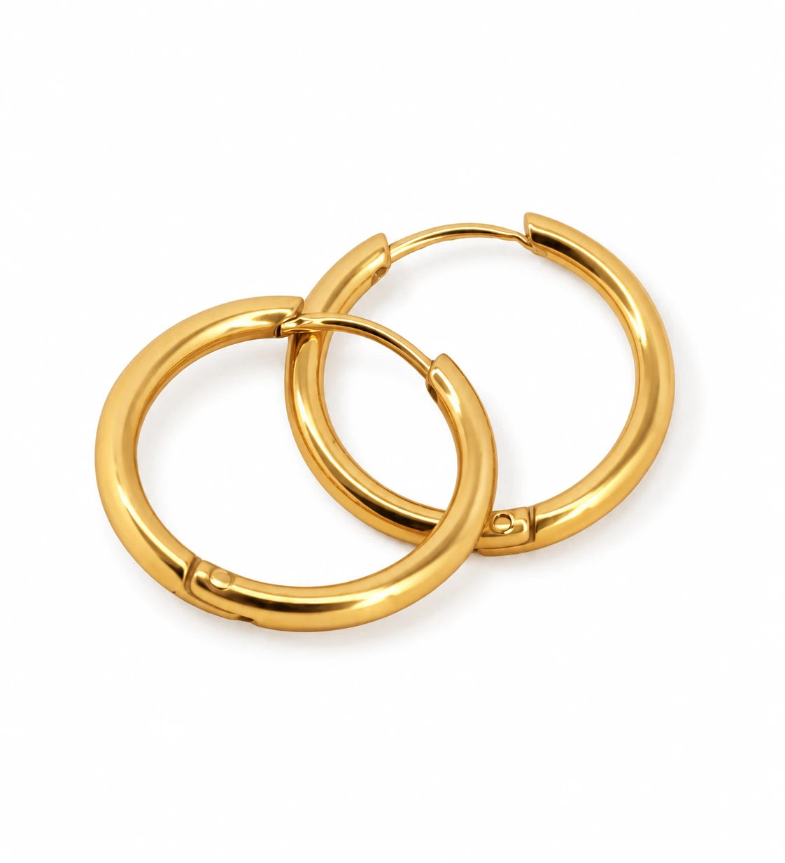 FLEURENZ HELEN gold hoop earrings on a white background